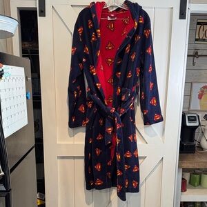 DC Comics Superman Hooded Fleece Robe - Navy and Red